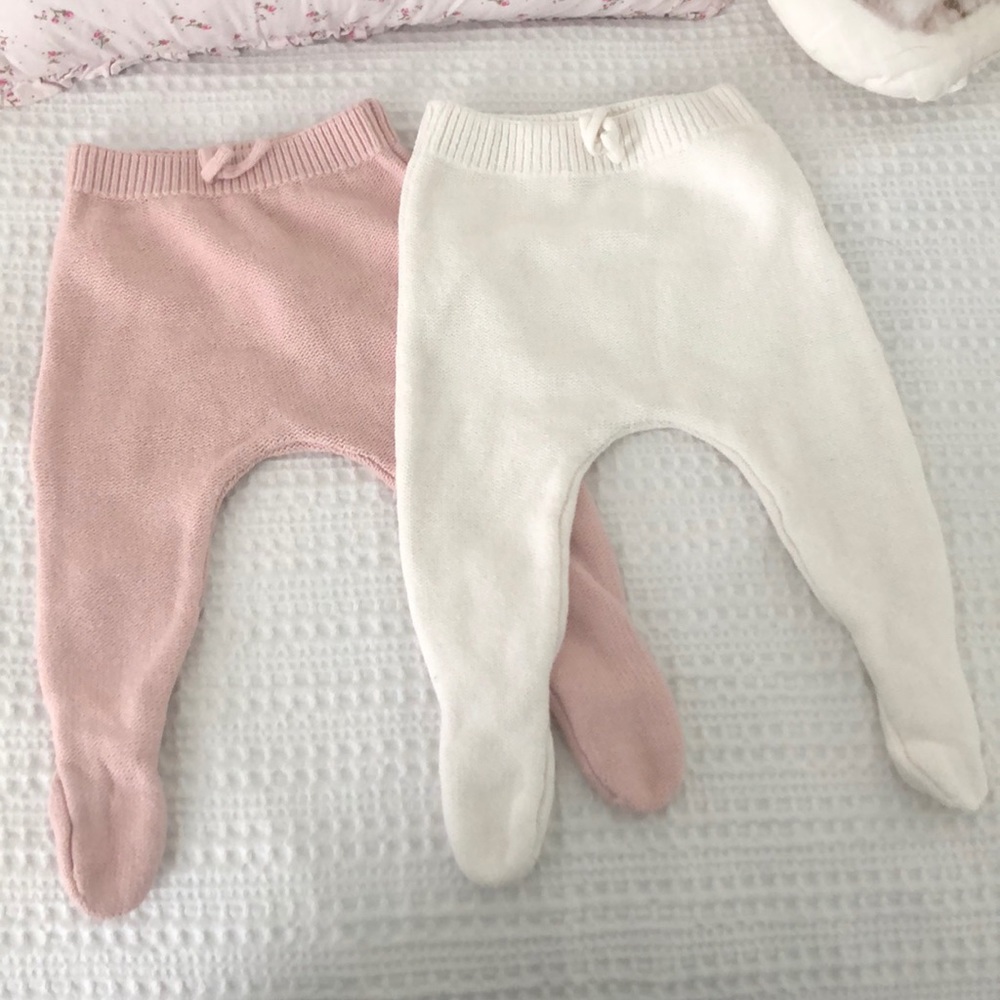 Zara Baby Girl set of 2 footie pants.